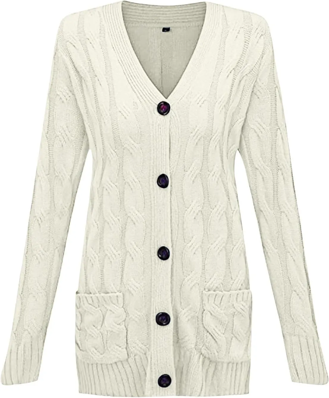 XUNRYAN Womens Sweaters Cardigan Dressy Buttons Chunky Knit Sweater Jackets Cable Knit Shawl Wraps Robes Outwear Winter Coat