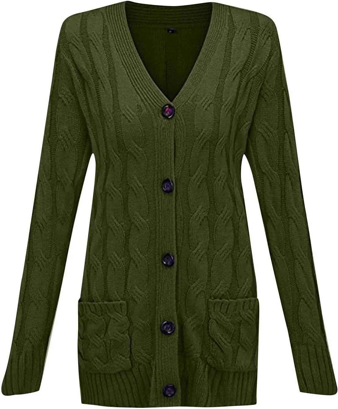 XUNRYAN Womens Sweaters Cardigan Dressy Buttons Chunky Knit Sweater Jackets Cable Knit Shawl Wraps Robes Outwear Winter Coat