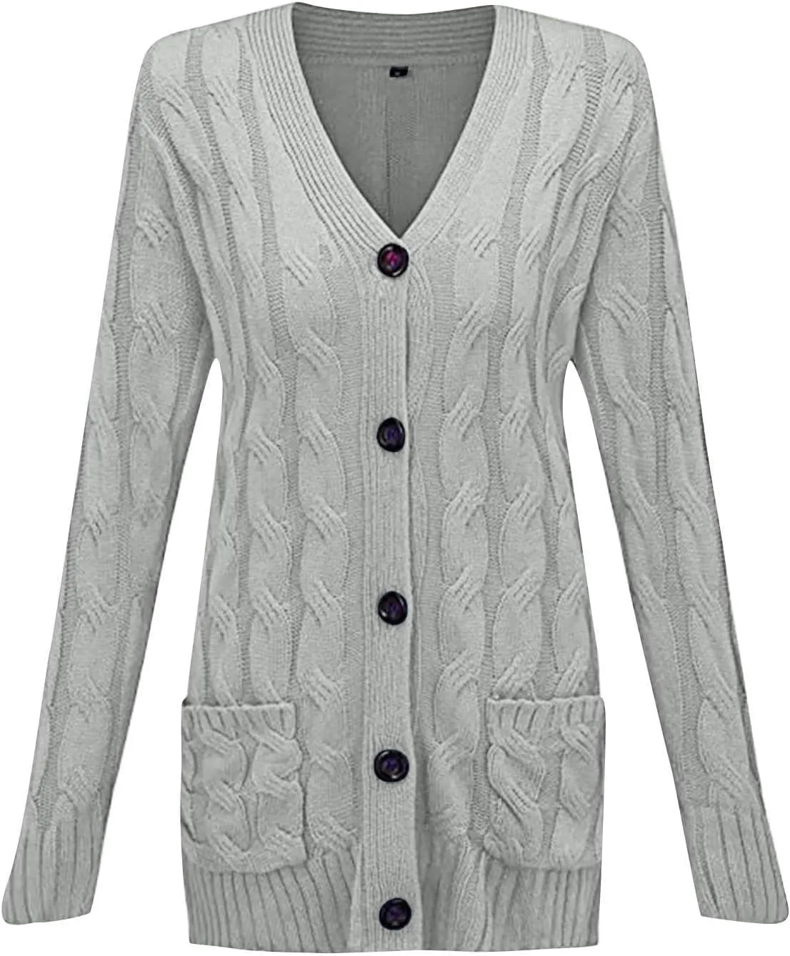 XUNRYAN Womens Sweaters Cardigan Dressy Buttons Chunky Knit Sweater Jackets Cable Knit Shawl Wraps Robes Outwear Winter Coat