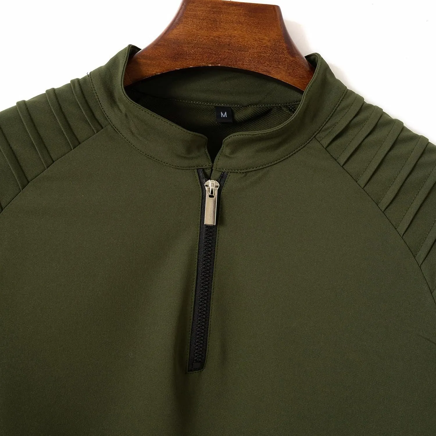 Zipper Shirts for Men's Slim Fit Shirt Casual Stretch Shoulder Pleated Zip Shirt T Shirt Pack Men Mens Shirts