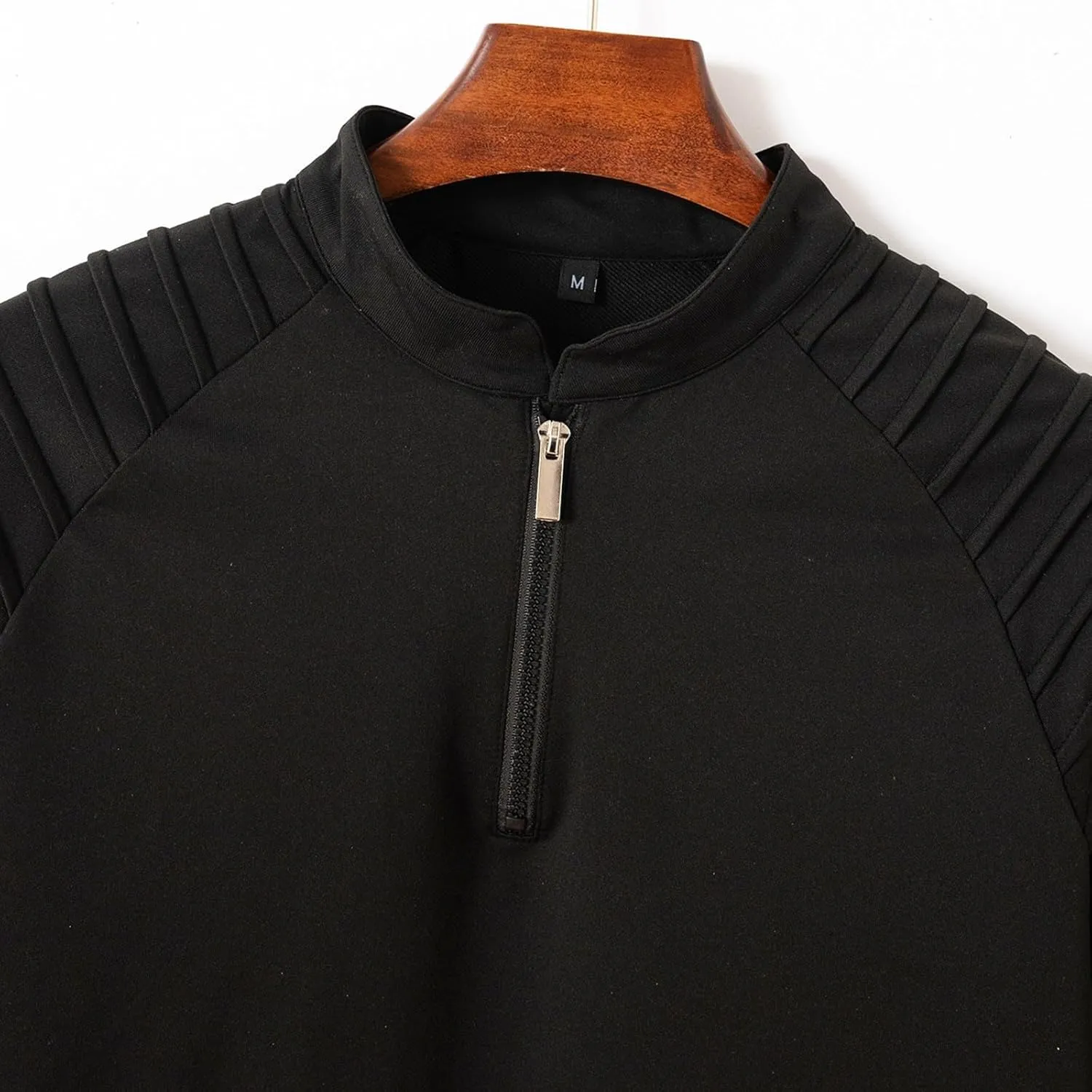 Zipper Shirts for Men's Slim Fit Shirt Casual Stretch Shoulder Pleated Zip Shirt T Shirt Pack Men Mens Shirts