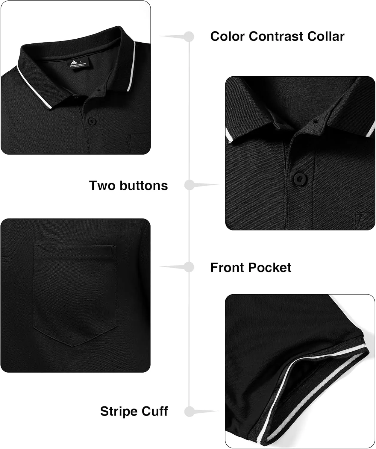 ZITY 3 Pack Men Polo Shirts Short Sleeve with Pocket Sport Wicking Shirts for Men Casual Athletic Collared T-Shirts