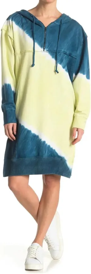 ZUZIFY Women's French Terry Half Zip Tie Dye Hoodie Dress